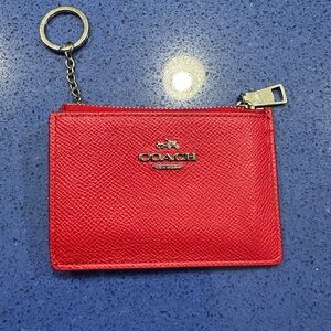 Coach Red Leather Keychain Change Purse